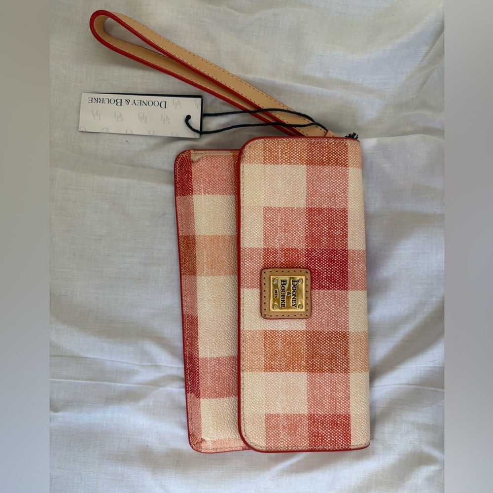 Dooney & Bourke Pink and Cream Plaid Clutch